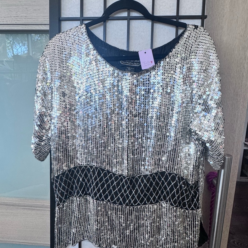Glamorous Silver Sequin Blouse